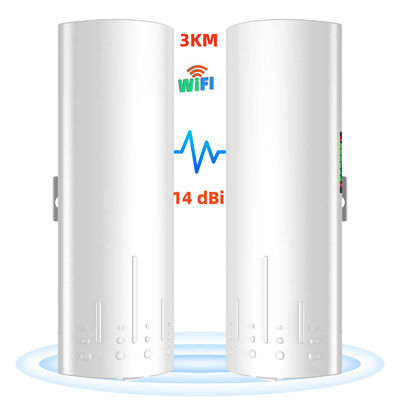 24V PoE 2 LAN 14dBi 5ghz 3km Point To Point Wireless Bridge For Elevator